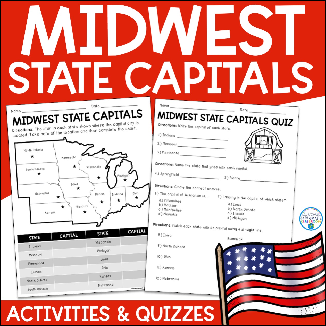 midwest-region-state-capitals-adventures-of-a-4th-grade-classroom for Free Printable Midwest Region Map Midwest Region State Capitals – Adventures of a 4th Grade Classroom for Free Printable Midwest Region Map